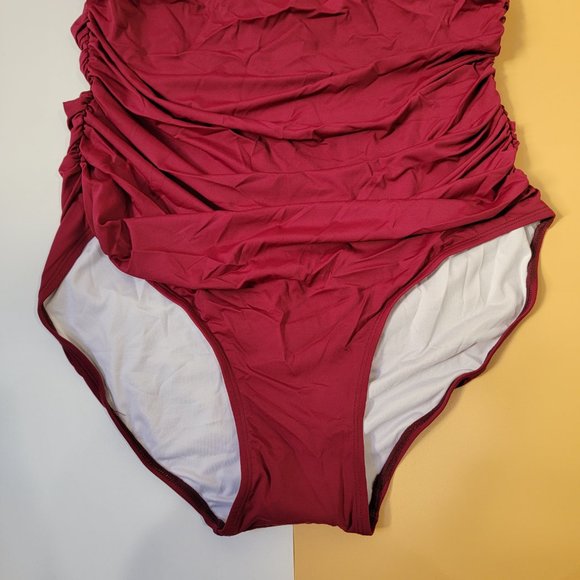 RXRXCOCO Women V Neck One Piece Swimsuits Tummy Control Ruched size X-Large NEW - Picture 2 of 10